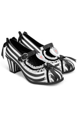 black and white striped heels by hot chocolate designs 