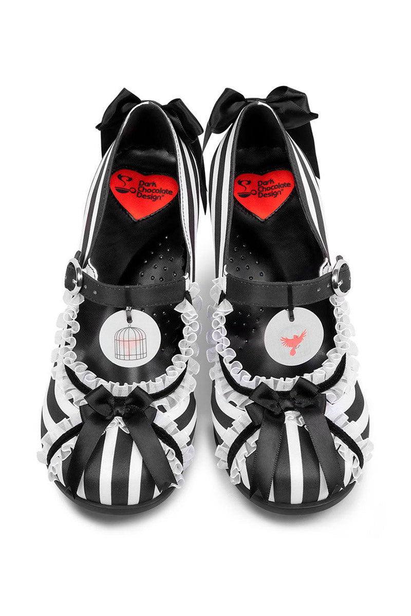 black and white striped heels