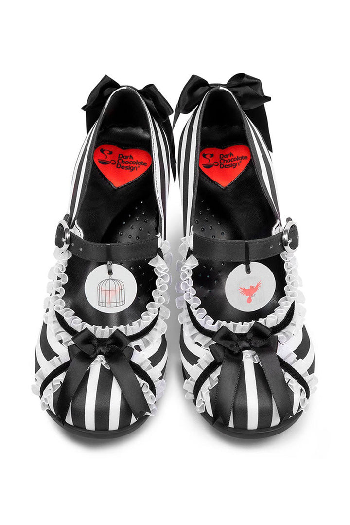 black and white striped heels