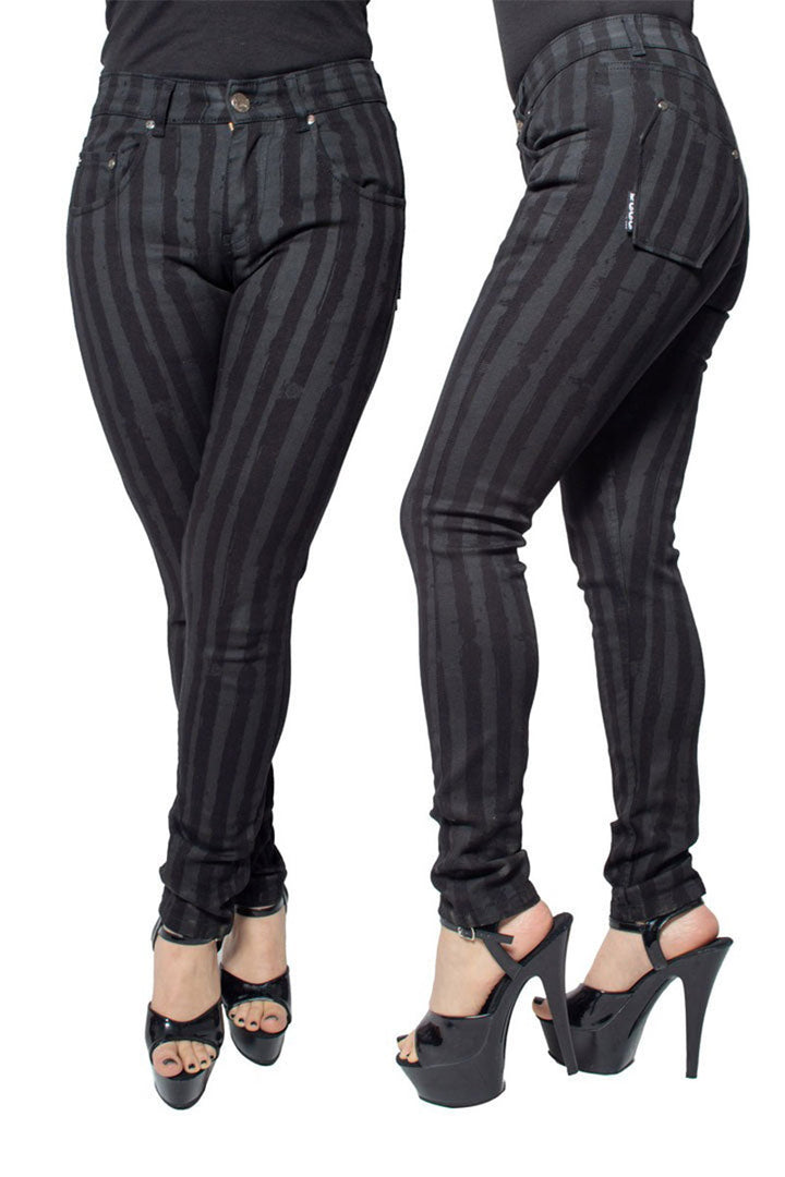 womens emo striped skinny jeans