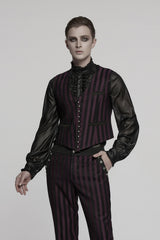 mens red and black striped waistcoat 