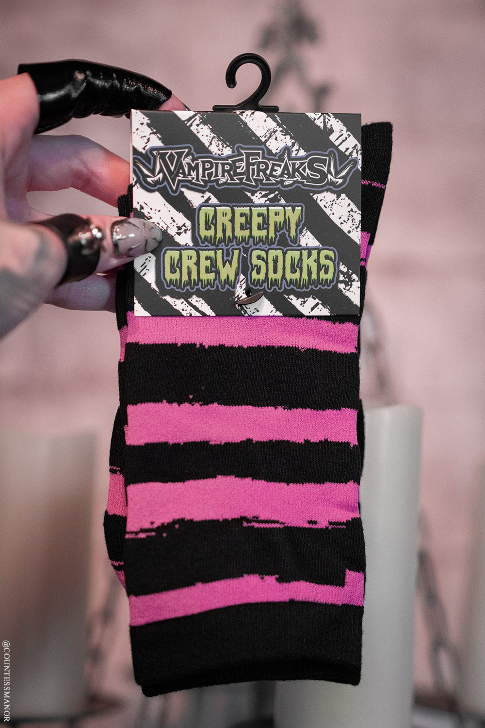 kawaii goth striped distressed socks