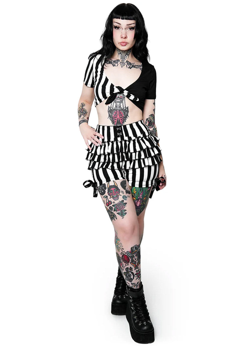 tiered black and white striped bloomers by forest ink