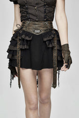 womens distressed short ruffled skirt