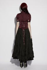 lace-up striped steampunk blouse