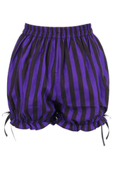 black and purple striped pirate goth bloomer shorts