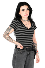 Foxblood black and grey striped top complete sailor collar