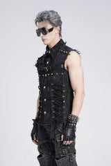 mens lace-up buckled goth vest by devil fashion