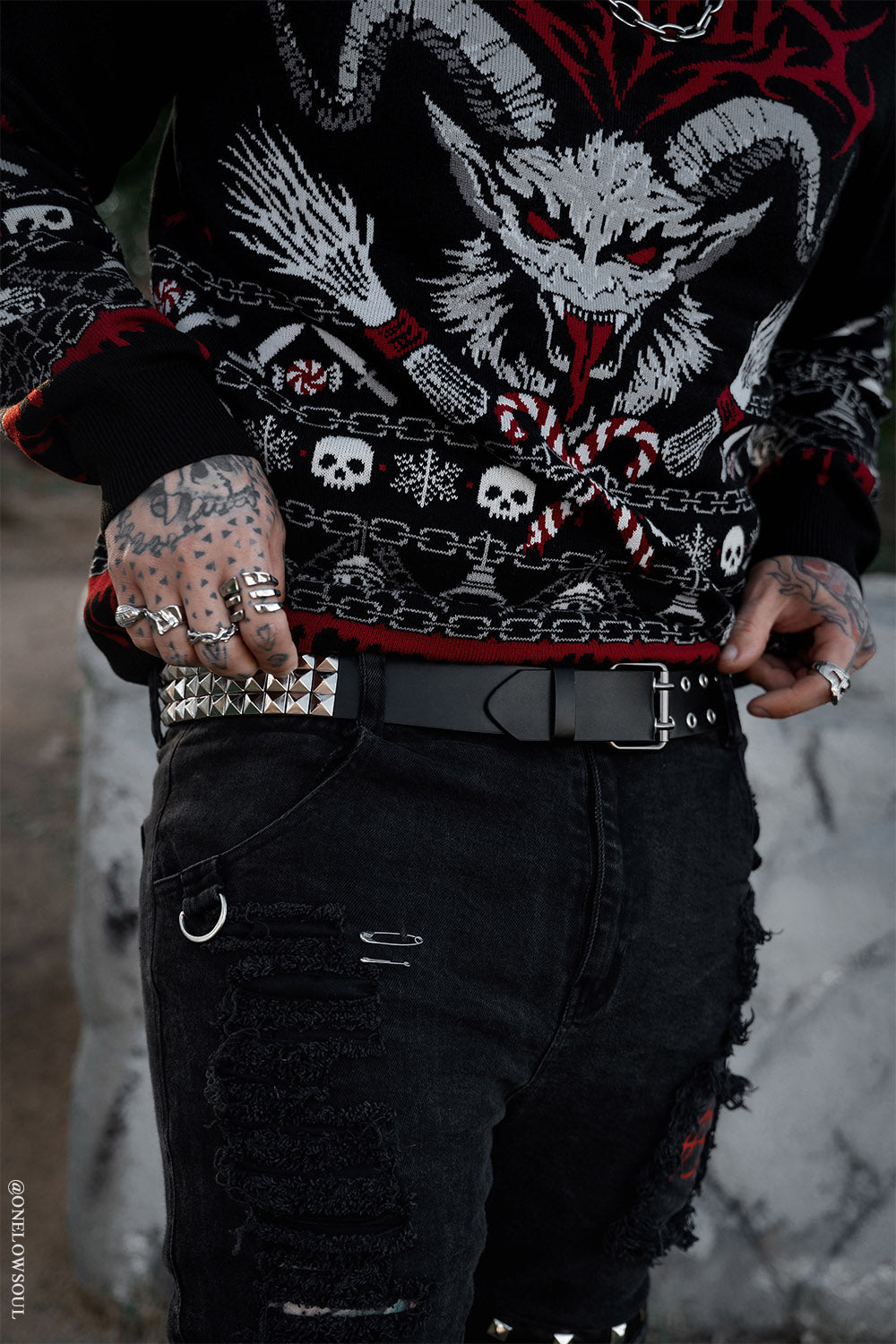 punk real leather studded eyelet belt