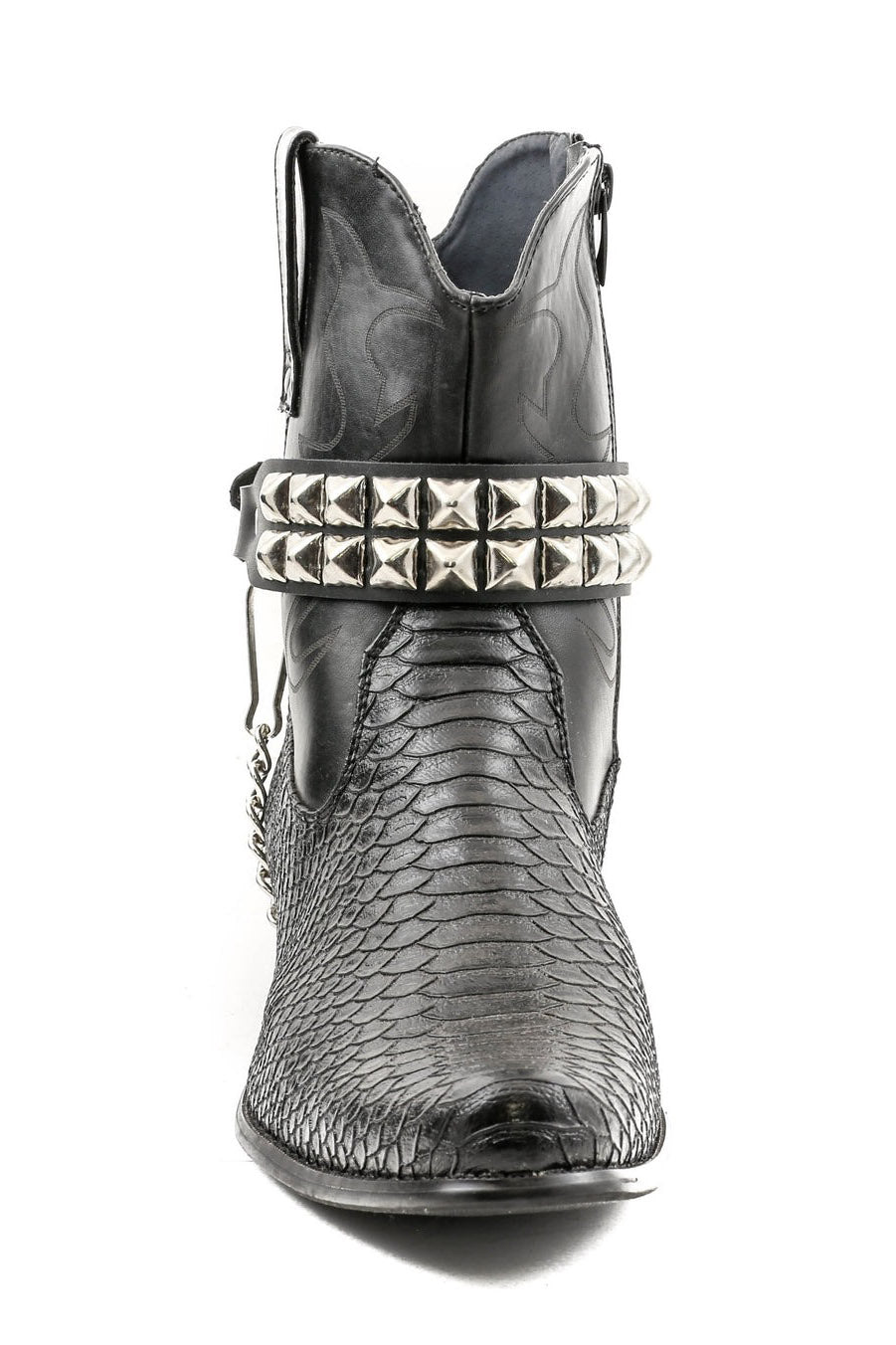 double row pyramid studded boot chain strap