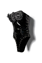 vegan leather strapless bodysuit