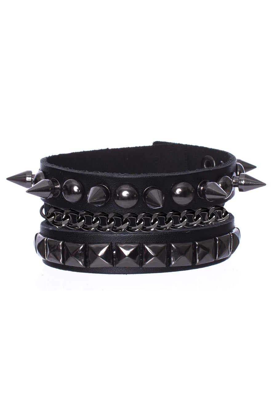 rivet spike and pyramid stud bracelet