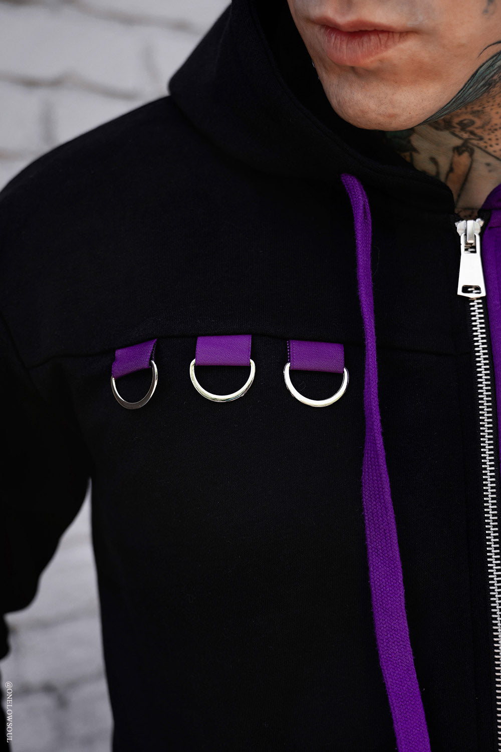 d-ring zip up goth hoodie