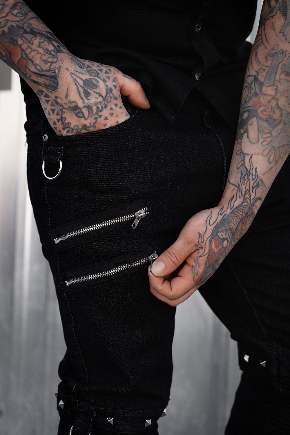 mens black denim cotton rockabilly pants