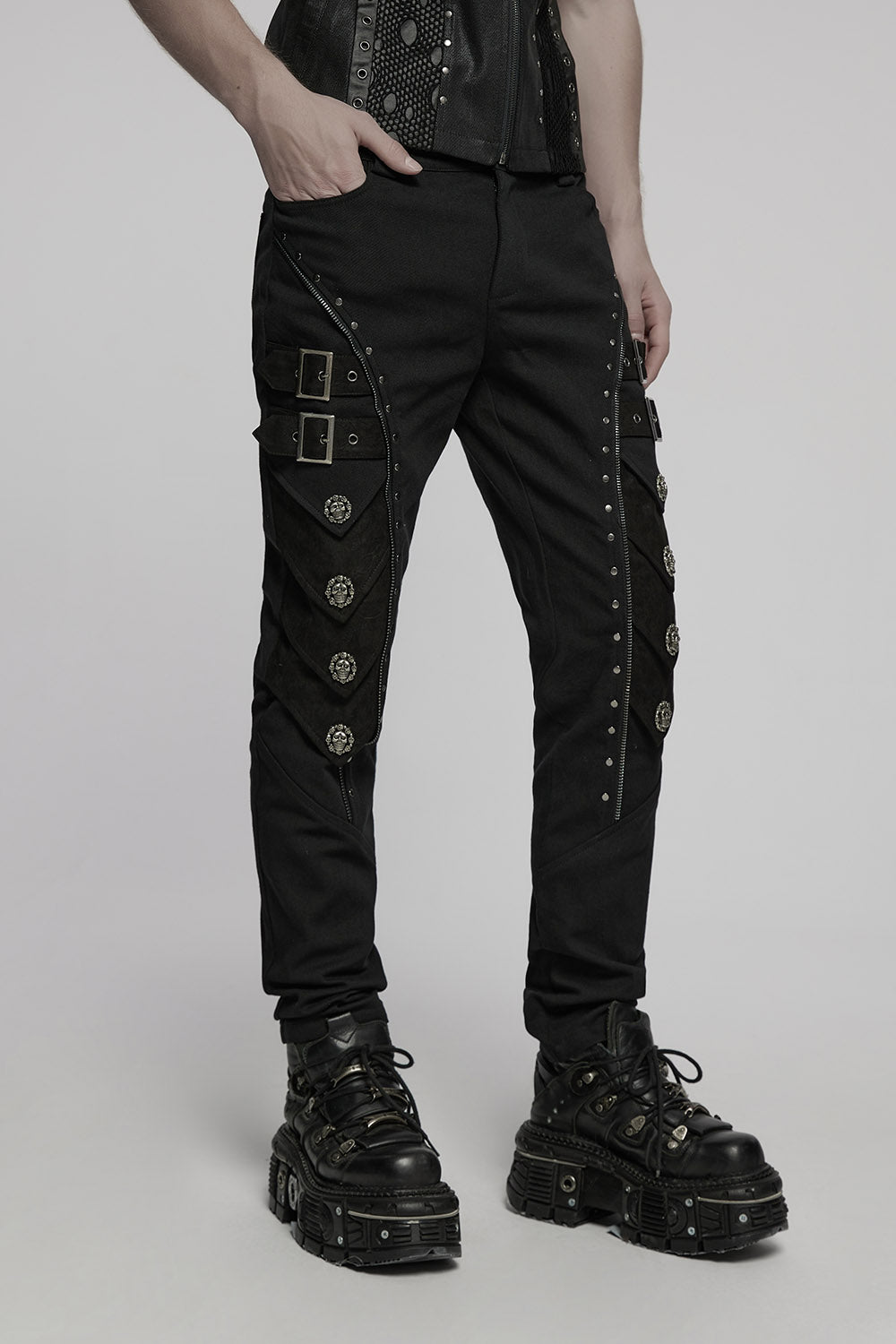 mens exposed zipper pants
