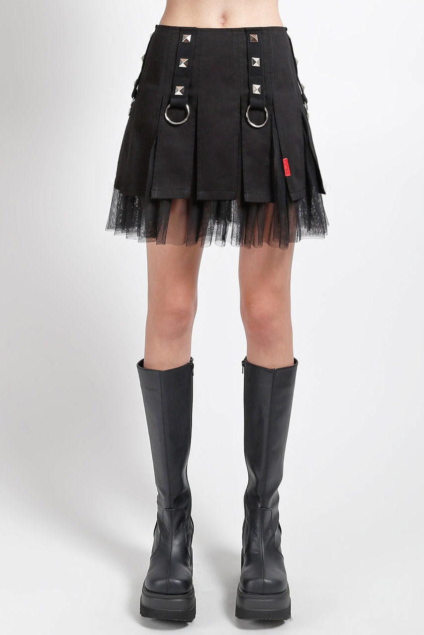 【TRIPP NYC】PLEATED BONDAGE SKIRT Tripp NYC Split Plaid Bondage Skirt — TRASH LAIR
