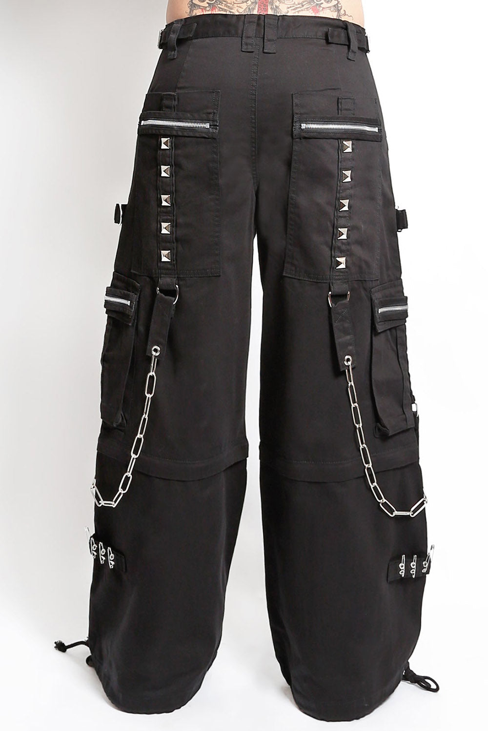 black cotton mall goth safety pin emo baggy pants for women