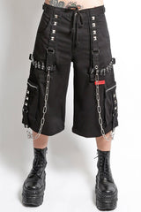 zippered mall goth safety pin emo baggy long shorts  for women