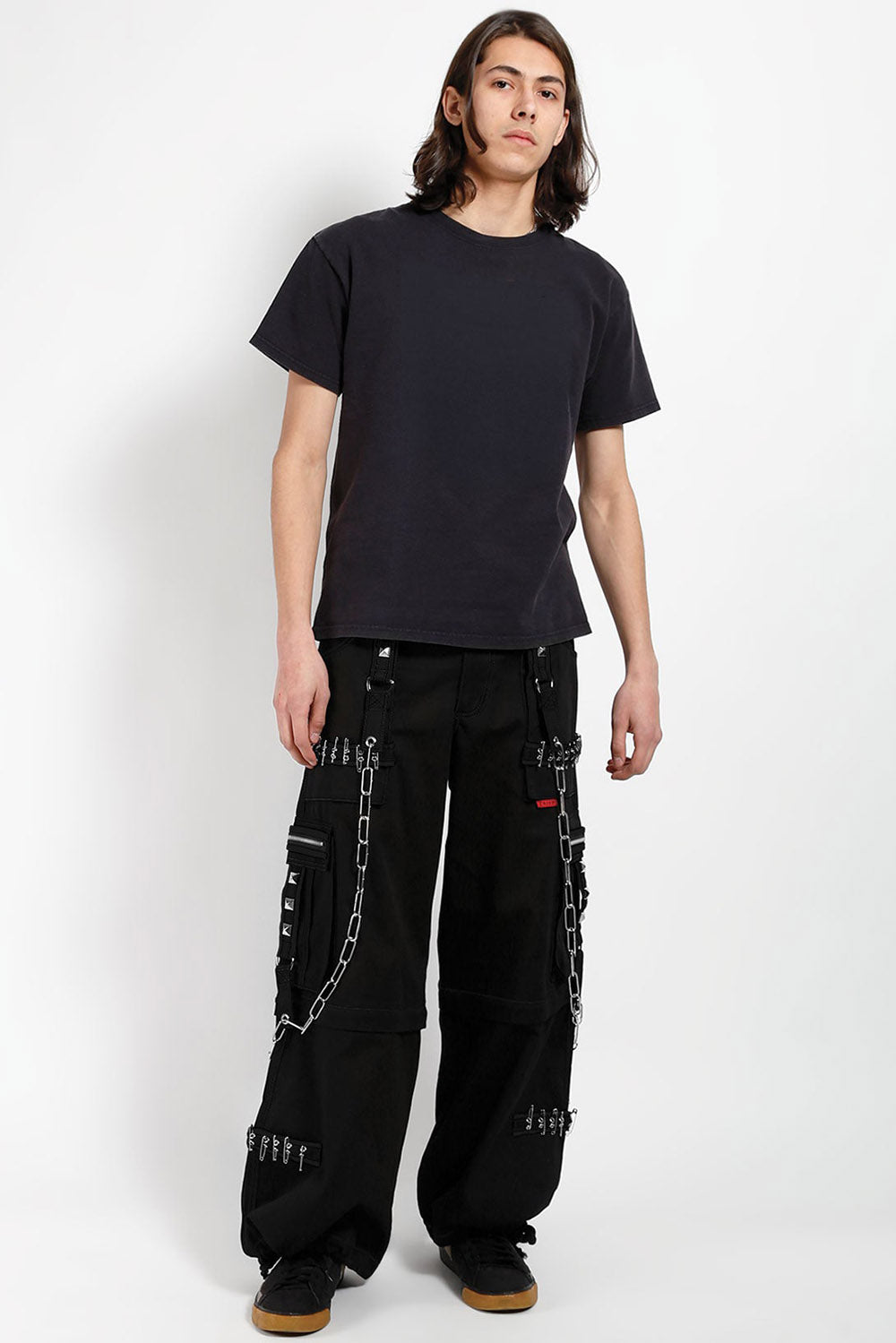 tripp nyc  studded black cotton baggy cargo pants