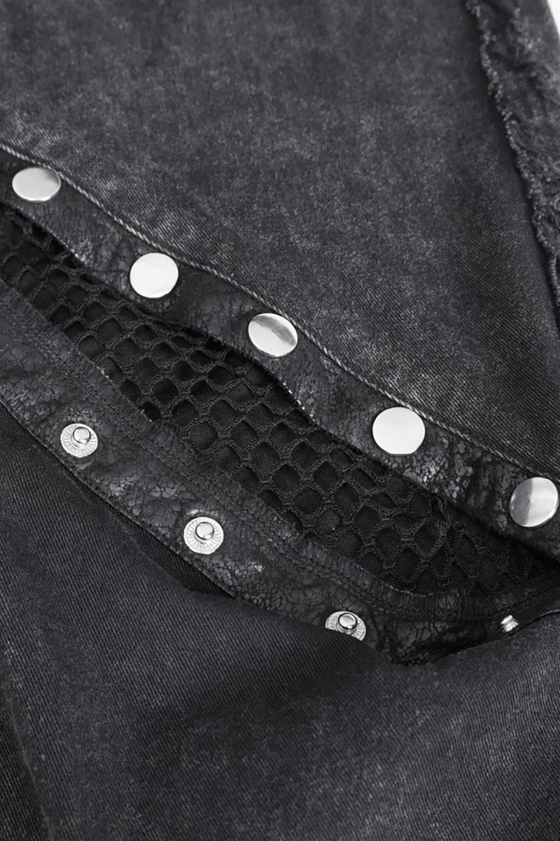 cutout fishnet eyelet rocker jeans for women