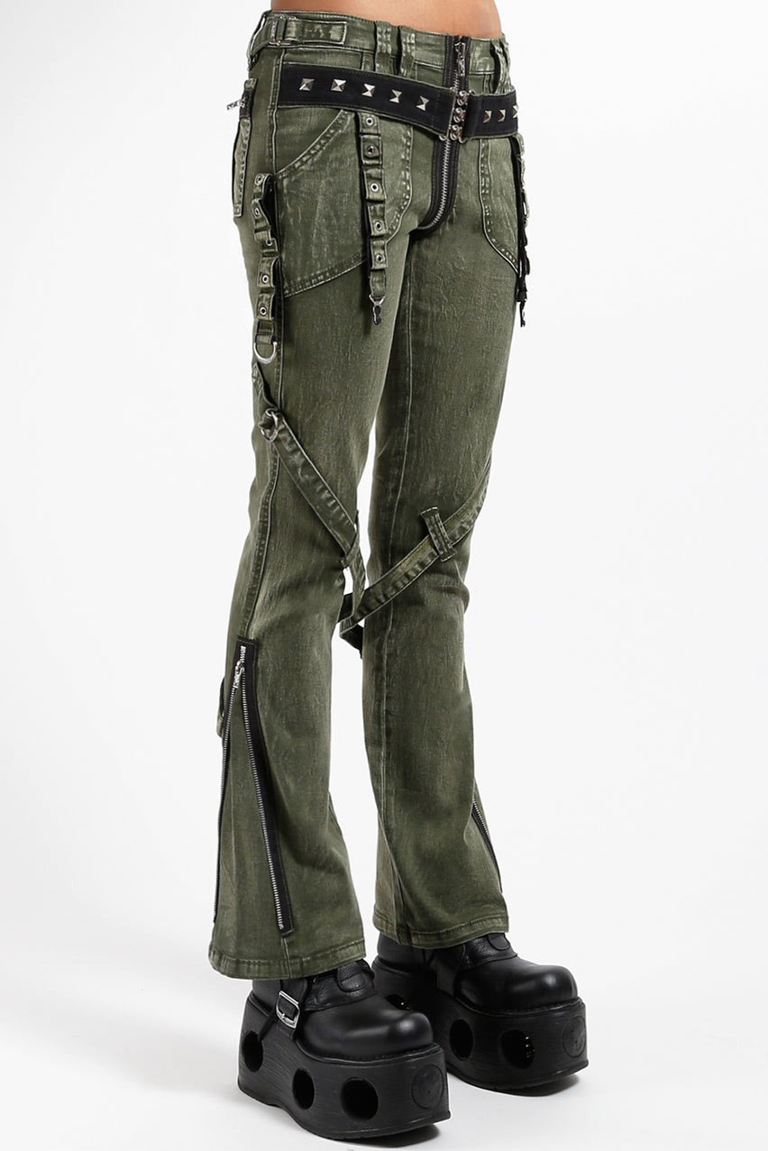 womens green punk pants