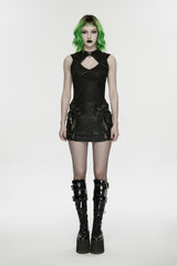 chest keyhole cut out punk tank top with studs