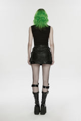 womens sleeveless punk tank top with studs