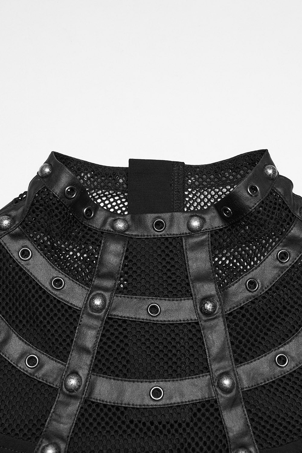 studded black short sleeve fishnet shirt for women by punk rave
