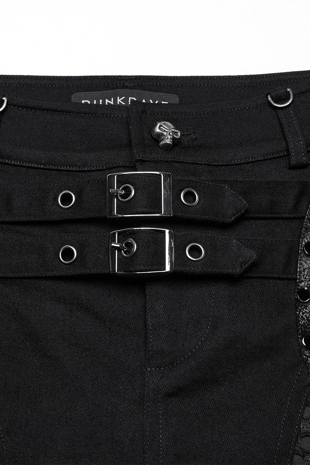 distressed buckle strap post apocalyptic shorts 