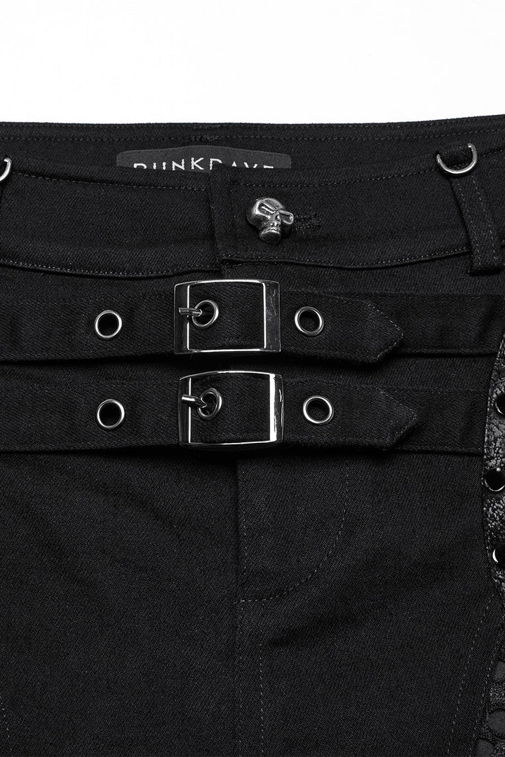 distressed buckle strap post apocalyptic shorts 