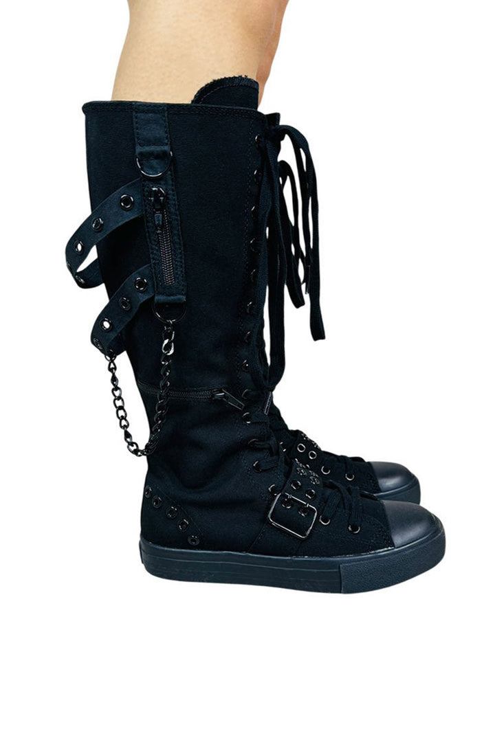 knee-high chain emo sneakers