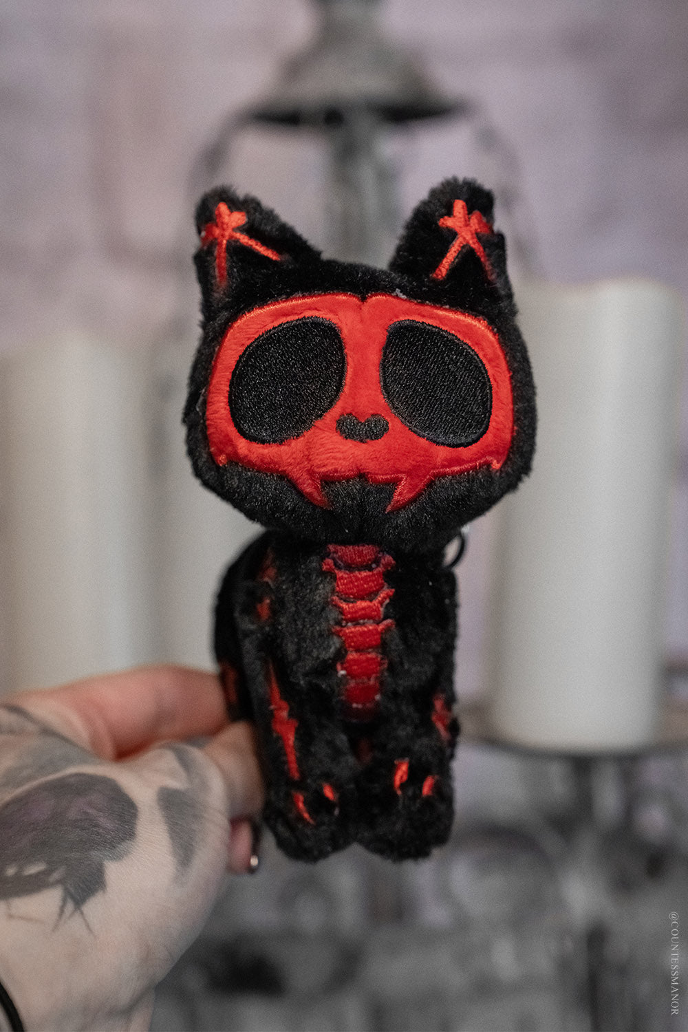 day of the dead dia de los muertos kitty cat plush keyring for gothic adults 