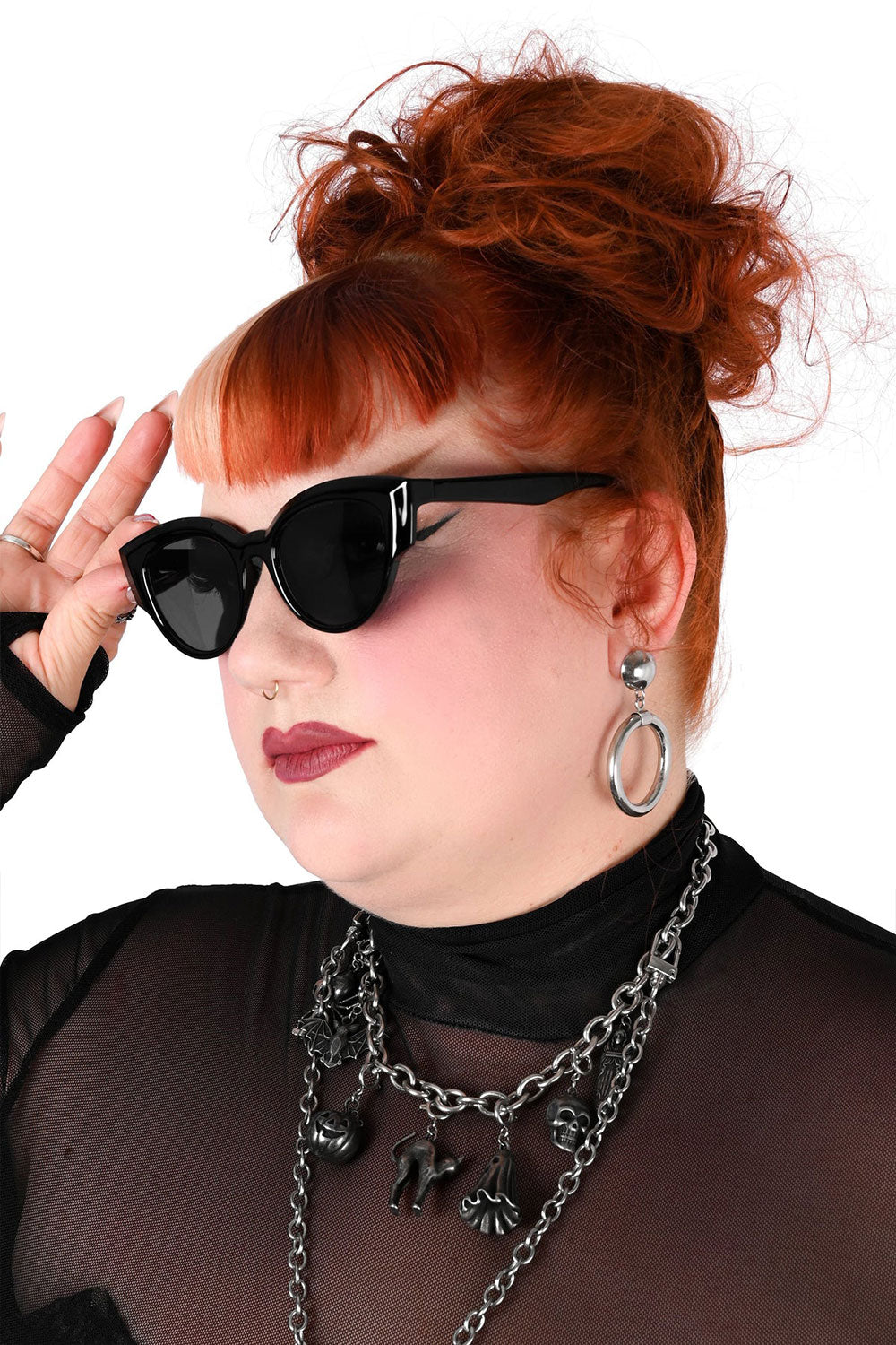 Goth punk cateye Foxblood black Marianna sunglasses for women