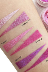 Shimmery pink loose shadow swatch