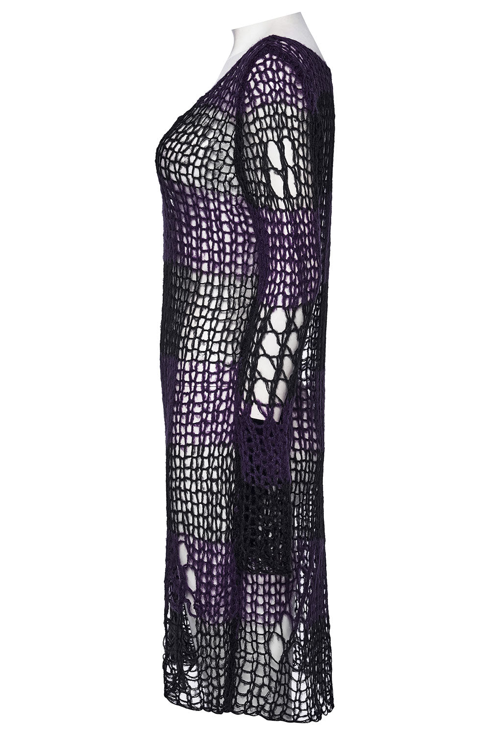dark gothic long sweater with irregular frayed hem