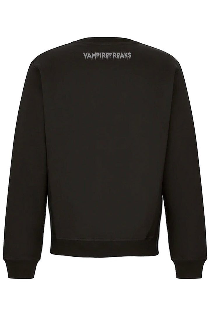 victorian goth cat sweater sweatshirt with vampirefreaks branding on the back