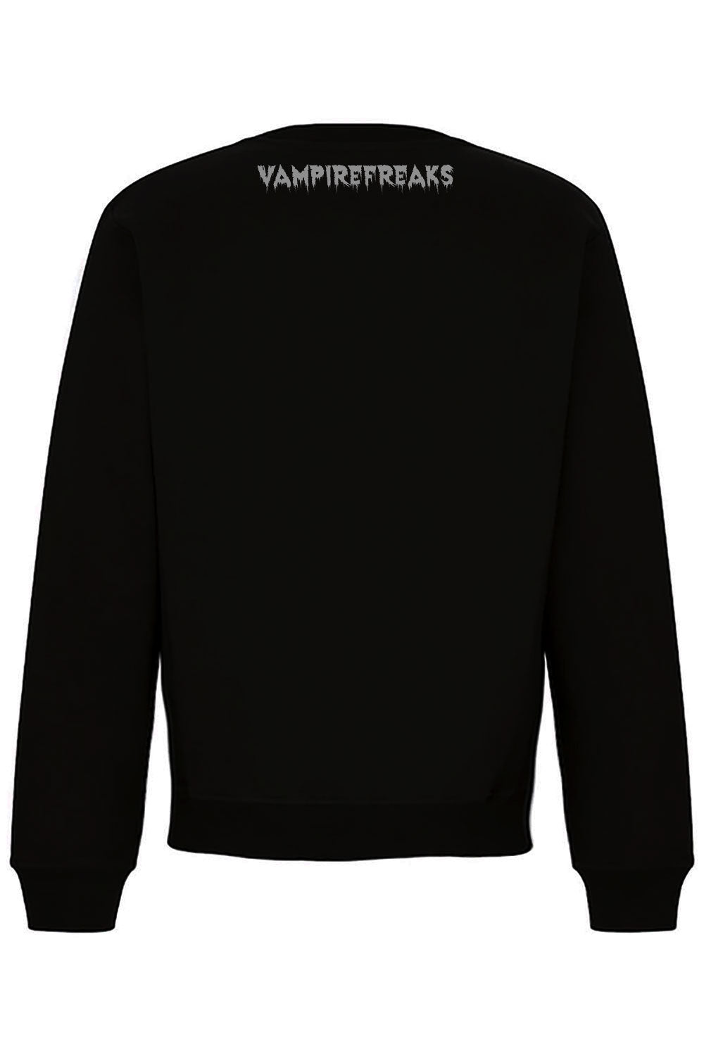 Black sweatshirt with 'VAMPIREFREAKS' text on the back against a white background