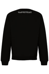Black sweatshirt with 'VAMPIREFREAKS' text on the back against a white background