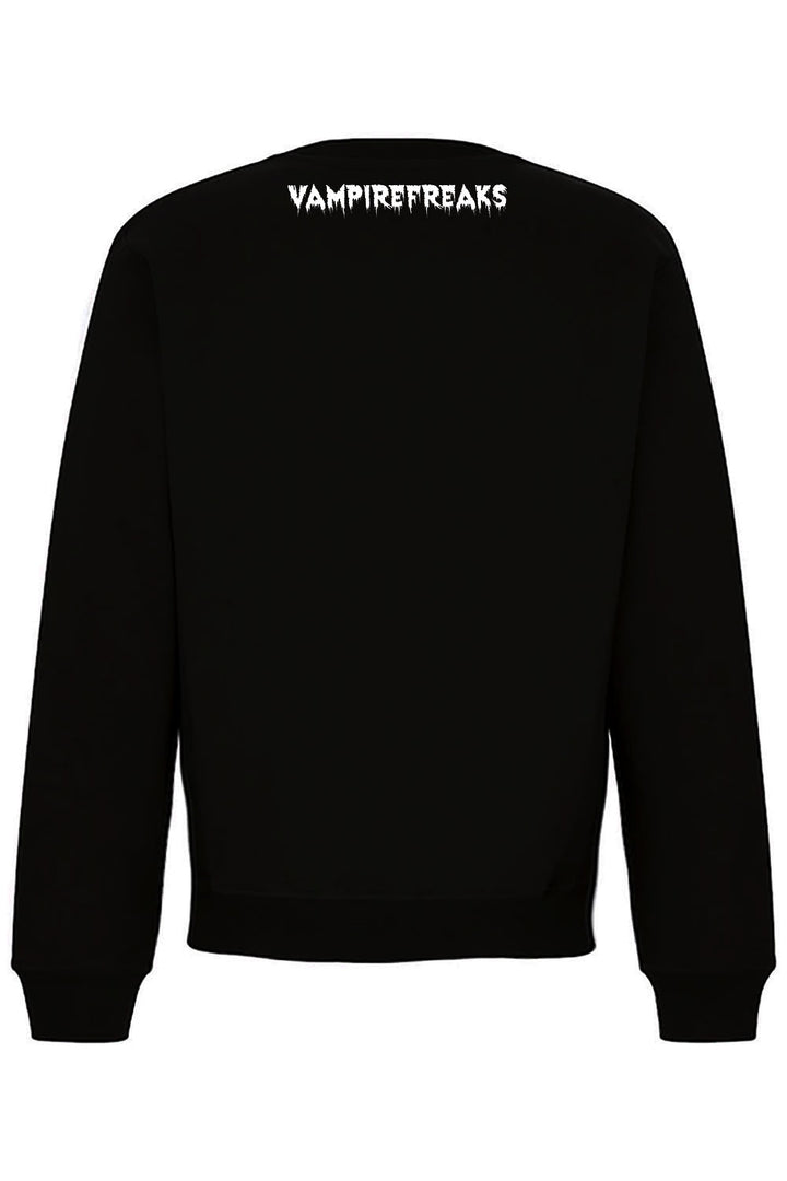 Black sweatshirt with 'VAMPIREFREAKS' text on the back against a white background
