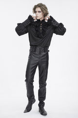 mens black long sleeve lace-up romantic goth shirt