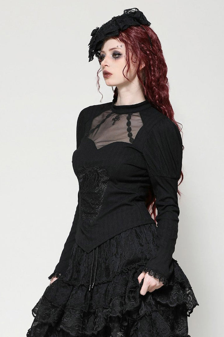 high collared neckline gothic blouse