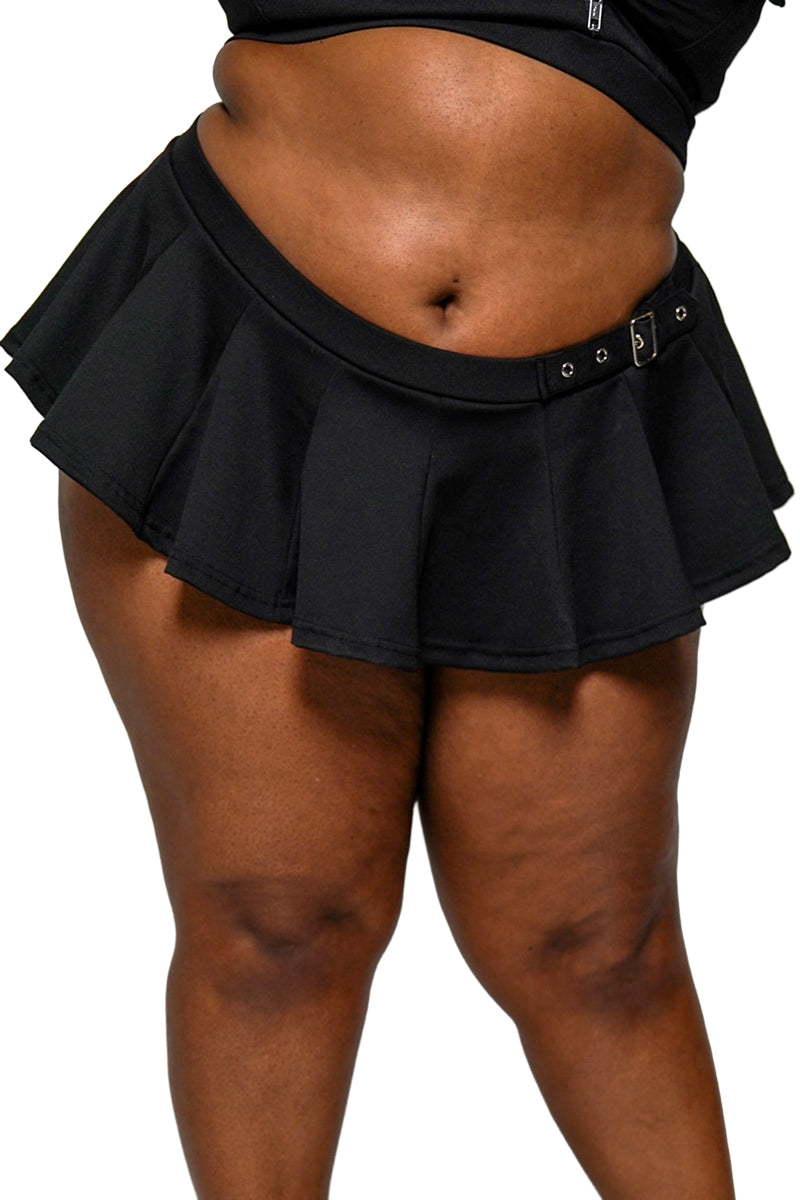 grunge goth black swim skirt with attached bikini bottoms 