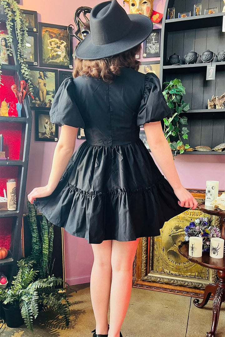 womens deep v-neck dress with full skirt