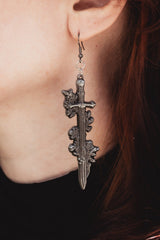 silver medieval goth earrings