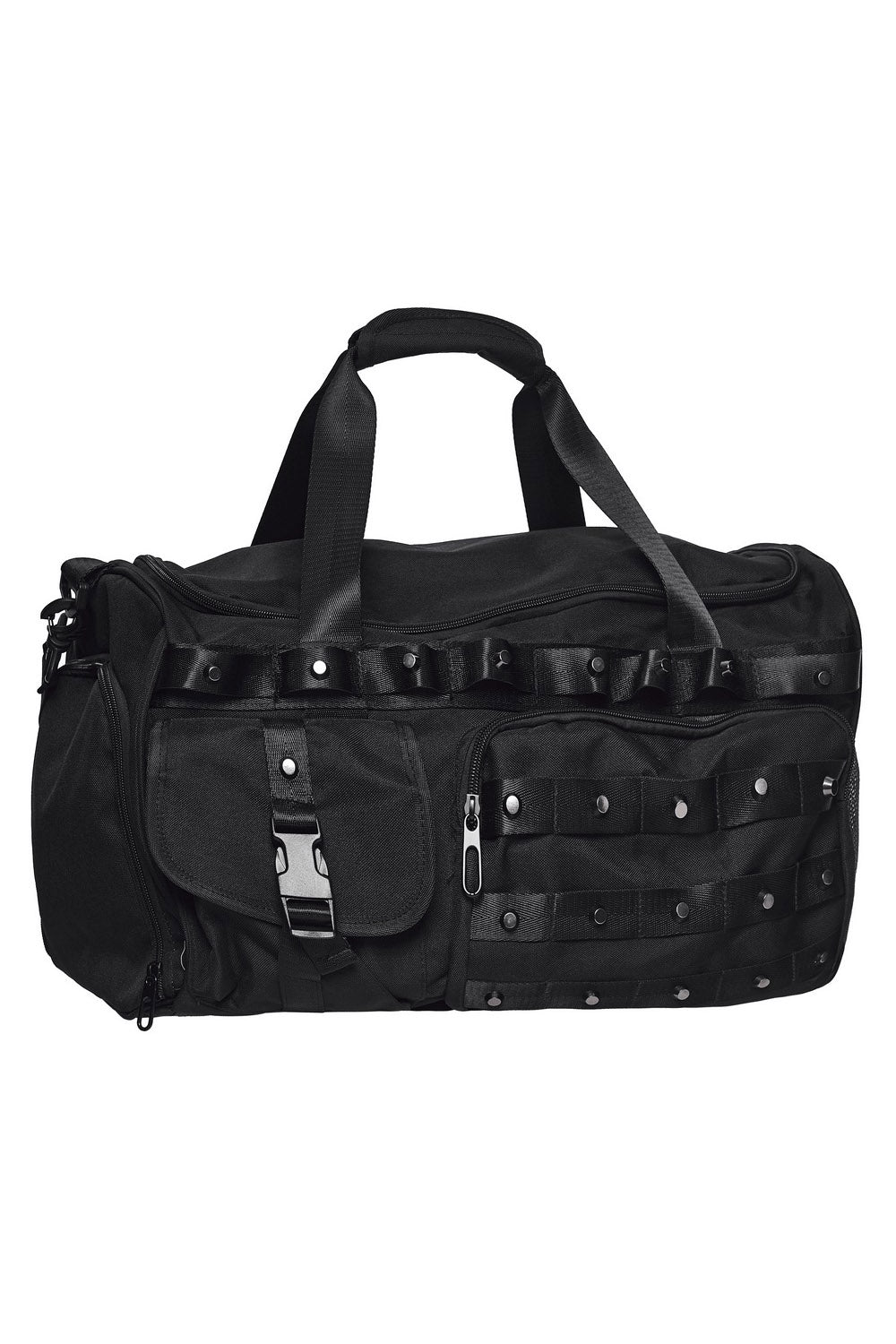 studded tactical duffel bag