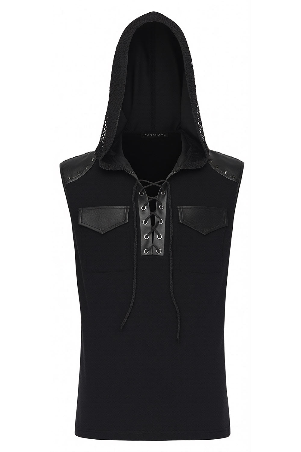 underground punk hooded vest with mesh hood from Punk Rave for men