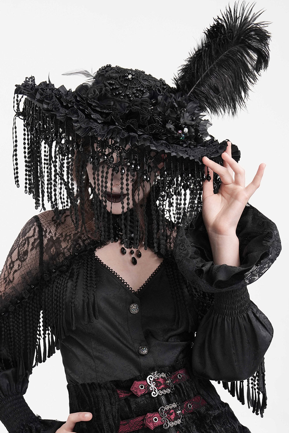 goth feathered hat