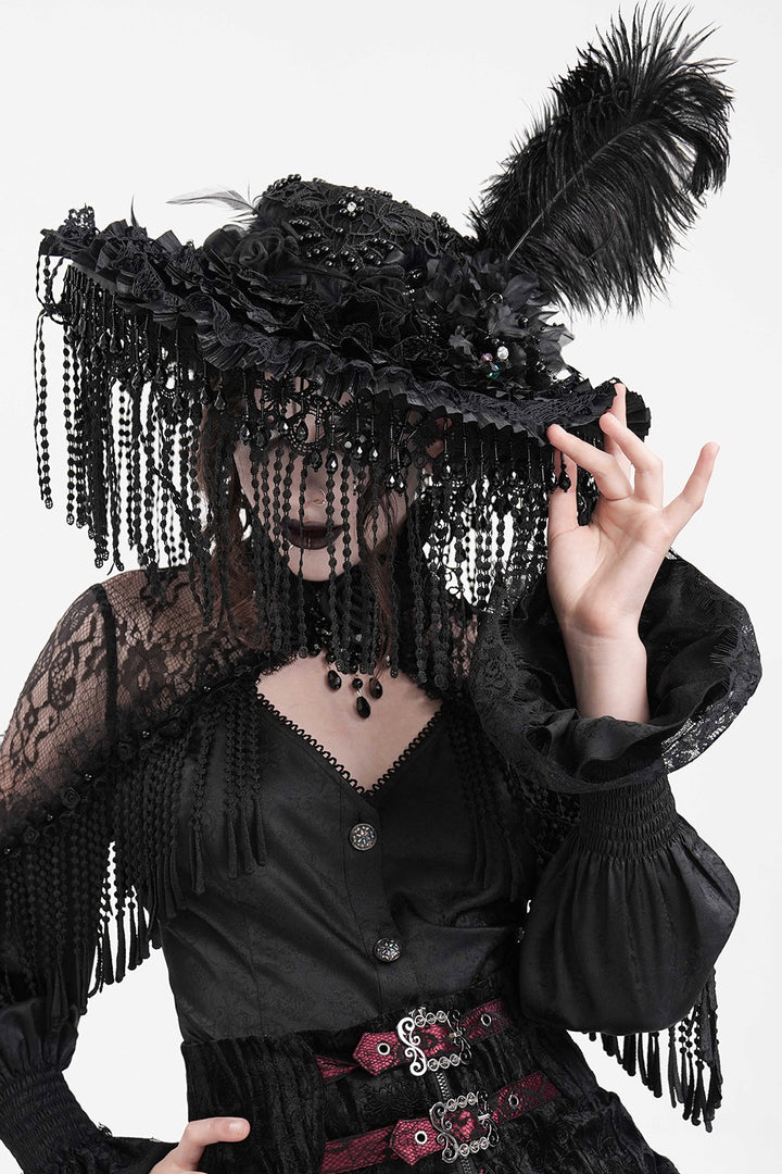 goth feathered hat