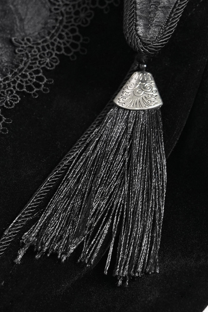 black vampire goth jacket with tailcoat and tassels 