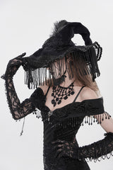 feathered gothic witch hat